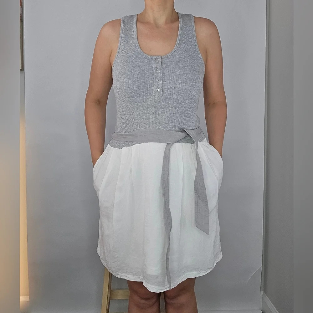 Reiss Zeta Jersey Knit Top Mixed Media Belted Mini Dress Size US 8